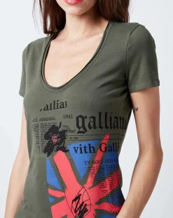 T-Shirt imprimé drapeau vert sapin-John Galliano Online