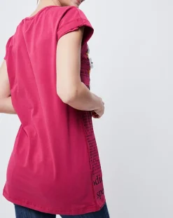 T-Shirt imprimé Gazette avec broderie et perle rose foncé/multicolore-John Galliano Sale