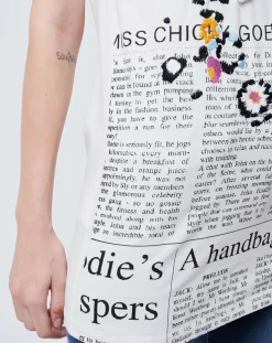 T-Shirt imprimé Gazette et fleurs blanc cassé/multicolore-John Galliano