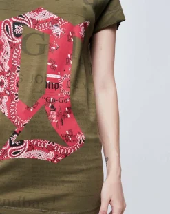 T-Shirt imprimé kaki foncé/rouge-John Galliano Discount
