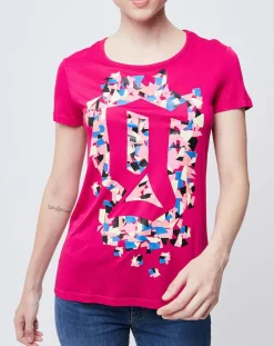 Femme John Galliano T-Shirts^T-Shirt imprimé rose foncé/multicolore