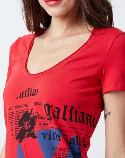 T-Shirt imprimé rouge/bleu/noir-John Galliano Hot