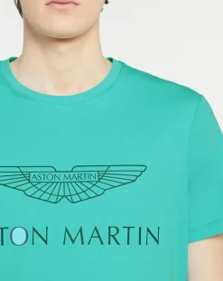 Homme Hackett London T-Shirts^T-Shirt Logo Aston Martin Racing turquoise