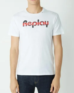 Homme Replay T-Shirts^T-Shirt Logo blanc