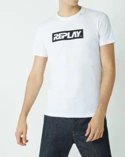 Homme Replay T-Shirts^T-Shirt Logo blanc