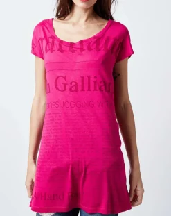 Femme John Galliano T-Shirts^T-Shirt Long imprimé Gazette rose