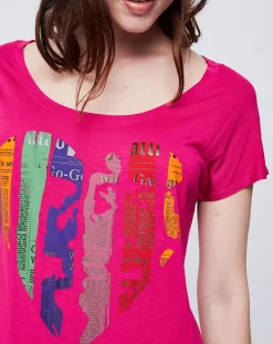 Femme John Galliano T-Shirts^T-Shirt Long imprimé rose foncé