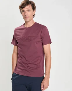 Homme Hackett London T-Shirts^T-Shirt manches courtes Aston Martin Racing Embossé bordeaux