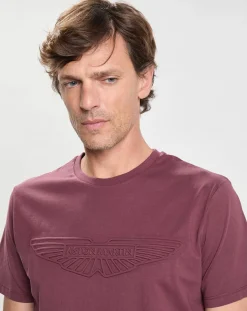 Homme Hackett London T-Shirts^T-Shirt manches courtes Aston Martin Racing Embossé bordeaux