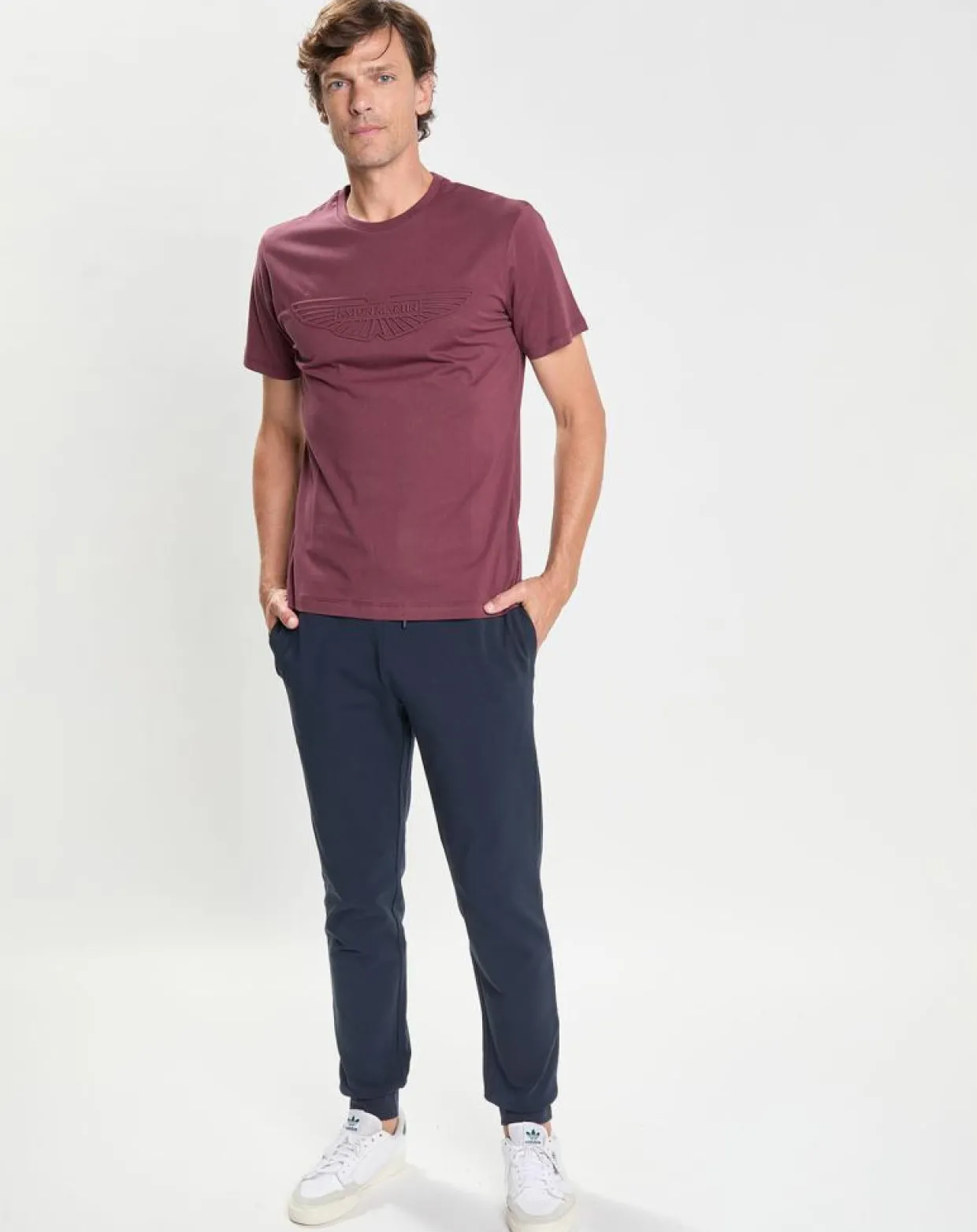 Homme Hackett London T-Shirts^T-Shirt manches courtes Aston Martin Racing Embossé bordeaux