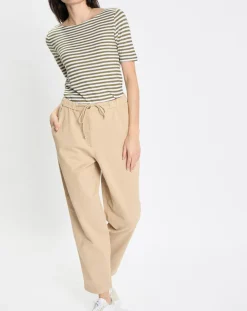 T-Shirt manches courtes Rayé Flame blanc/kaki-Marc O'Polo Best