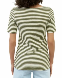 T-Shirt manches courtes Rayé Flame blanc/kaki-Marc O'Polo Best