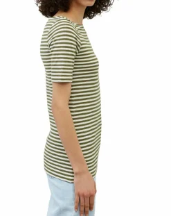 T-Shirt manches courtes Rayé Flame blanc/kaki-Marc O'Polo Best