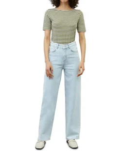 T-Shirt manches courtes Rayé Flame blanc/kaki-Marc O'Polo Best