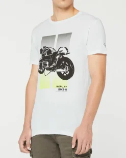 Homme Replay T-Shirts^T-Shirt Moto Bike blanc