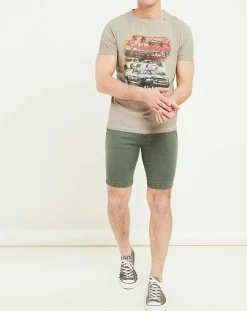 Homme Replay T-Shirts^T-Shirt Print Racing beige