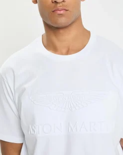 T-Shirt Regular Fit Aston Martin Racing embossé blanc-Hackett London