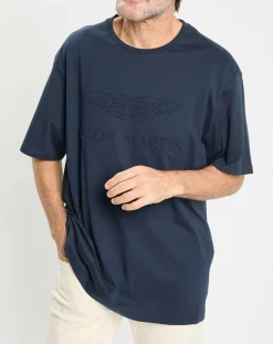 T-Shirt Regular Fit Aston Martin Racing embossé bleu marine-Hackett London Hot