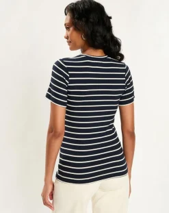 Femme Esprit T-Shirts^T-Shirt Rib bleu marine