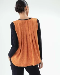 Femme Bleu Blanc Rouge T-Shirts^T-Shirt Signe noir/orange perlee