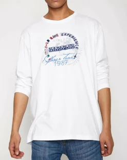T-Shirt Smu Streif blanc-Napapijri