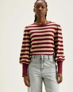 Femme Bellerose T-Shirts^T-Shirt Vidoum rayé blanc/rouge