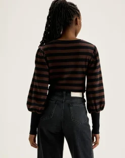Femme Bellerose T-Shirts^T-Shirt Vidoum rayé noir/brun