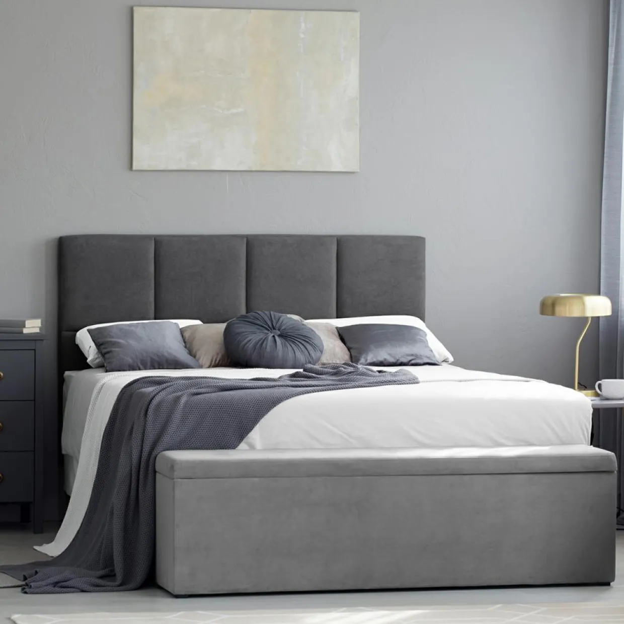 Tête de lit Barletta gris foncé - 200x120 cm-Mazzini Sofas Online
