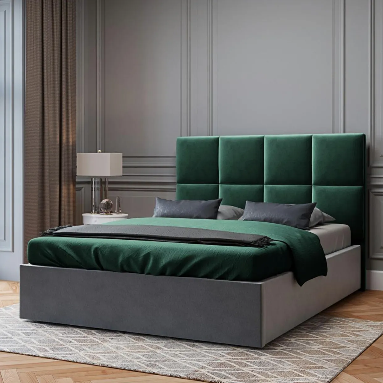Mazzini Sofas Têtes De Lit^Tête de lit en Velours Begonia vert bouteille - 180 cm