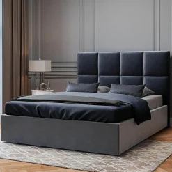 Mazzini Sofas Têtes De Lit^Tête de lit en Velours Begonia bleu foncé - 160x120 cm