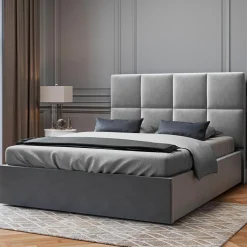 Mazzini Sofas Têtes De Lit^Tête de lit en Velours Begonia gris clair - 200 cm
