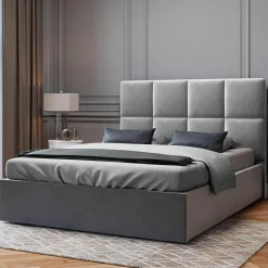 Mazzini Sofas Têtes De Lit^Tête de lit en Velours Begonia gris clair - 180 cm