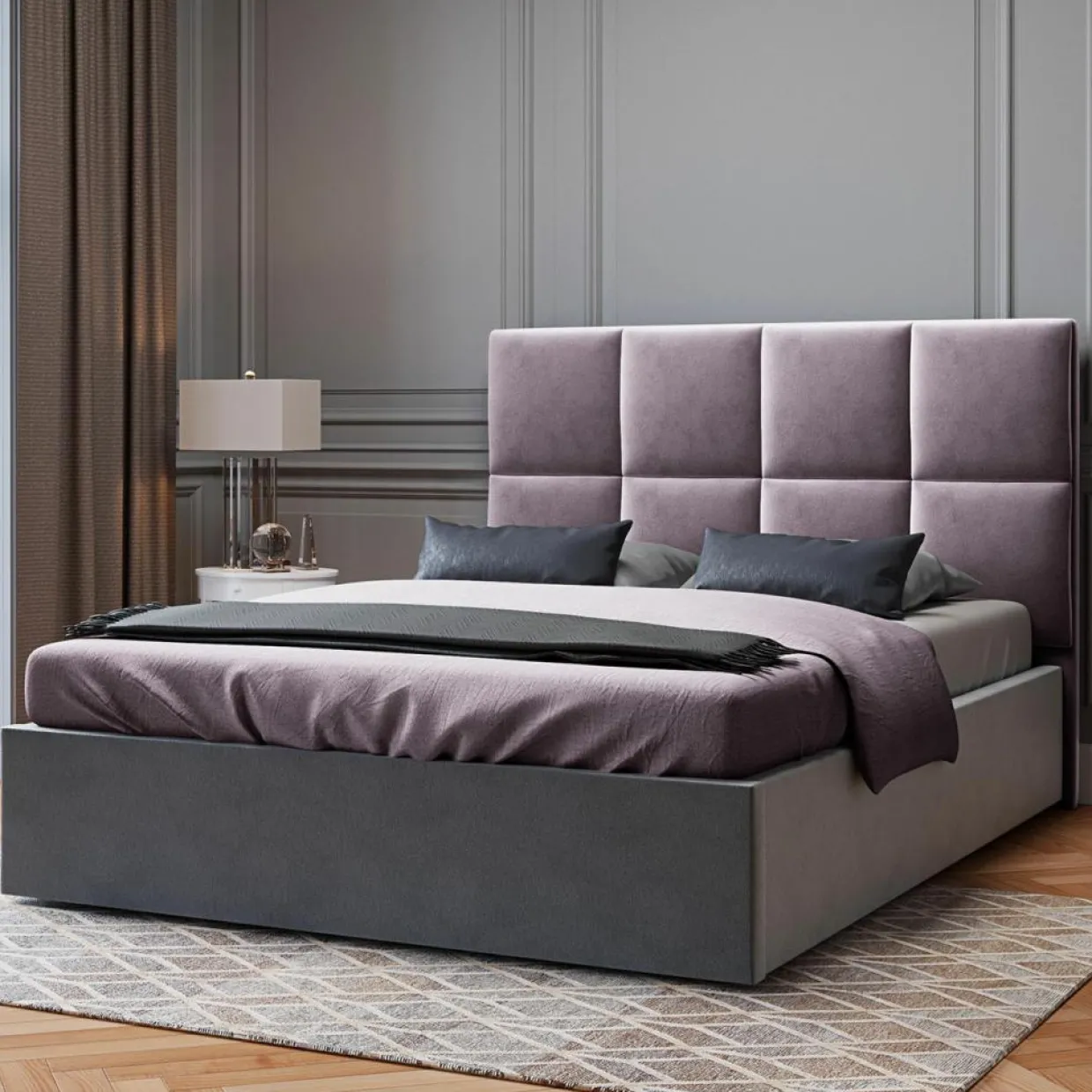 Tête de lit en Velours Begonia lavande - 160x120 cm-Mazzini Sofas Discount