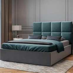 Tête de lit en Velours Begonia pétrole - 160x120 cm-Mazzini Sofas Best