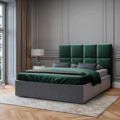 Mazzini Sofas Têtes De Lit^Tête de Lit en Velours Begonia vert bouteille - 140x120 cm
