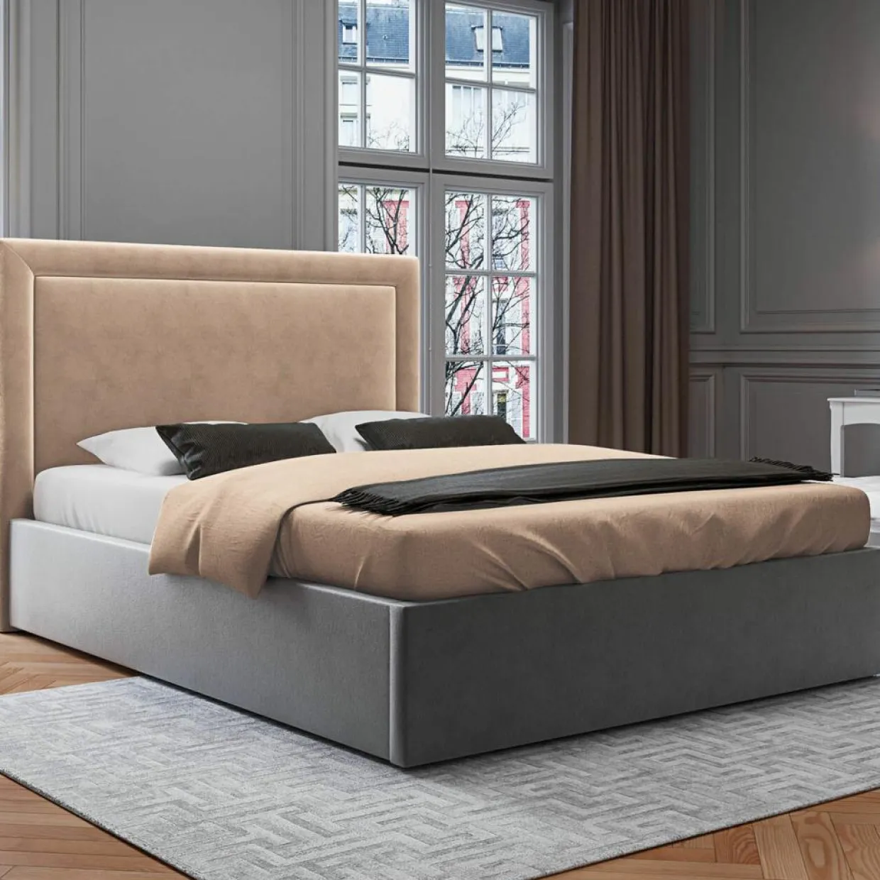 Tête De Lit En Velours Primevere beige - 160x120 cm-Mazzini Sofas Discount