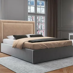Tête de lit en Velours Primevere beige - 200x10x120 cm-Mazzini Sofas Discount