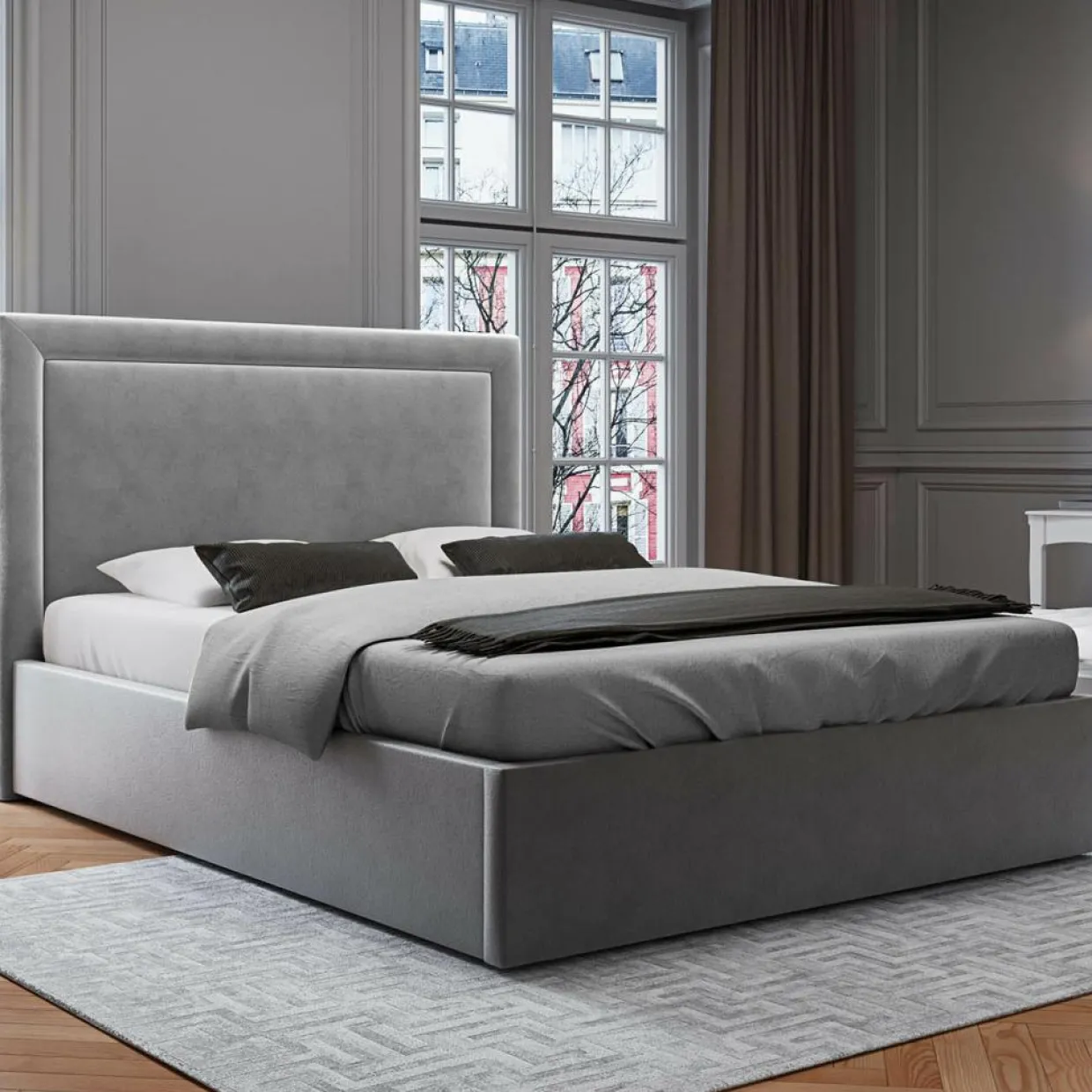 Tête de lit en Velours Primevere gris clair - 160x120 cm-Mazzini Sofas Hot