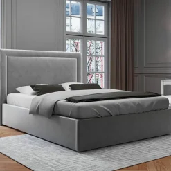 Mazzini Sofas Têtes De Lit^Tête de lit en Velours Primevere gris clair - 180x120 cm