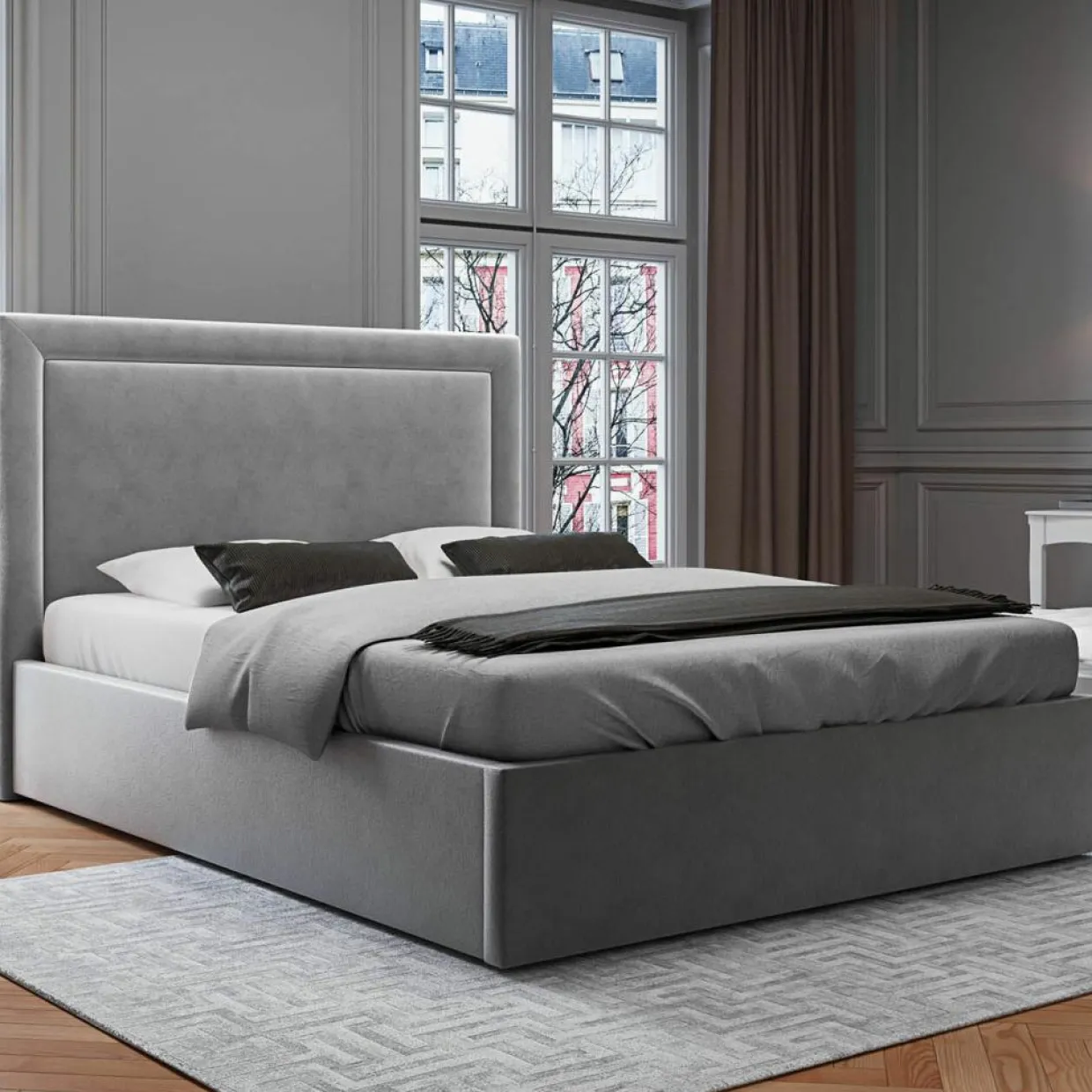 Mazzini Sofas Têtes De Lit^Tête de lit en Velours Primevere gris clair - 180x120 cm