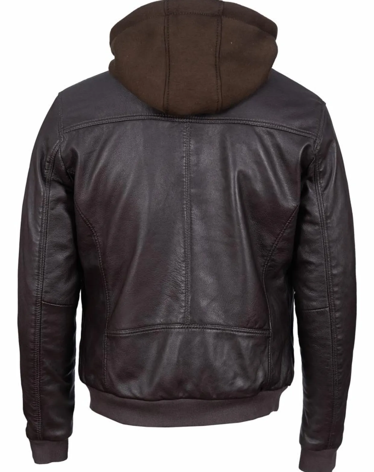 Veste à capuche en Cuir Briac marron-Blue Wellford Clearance