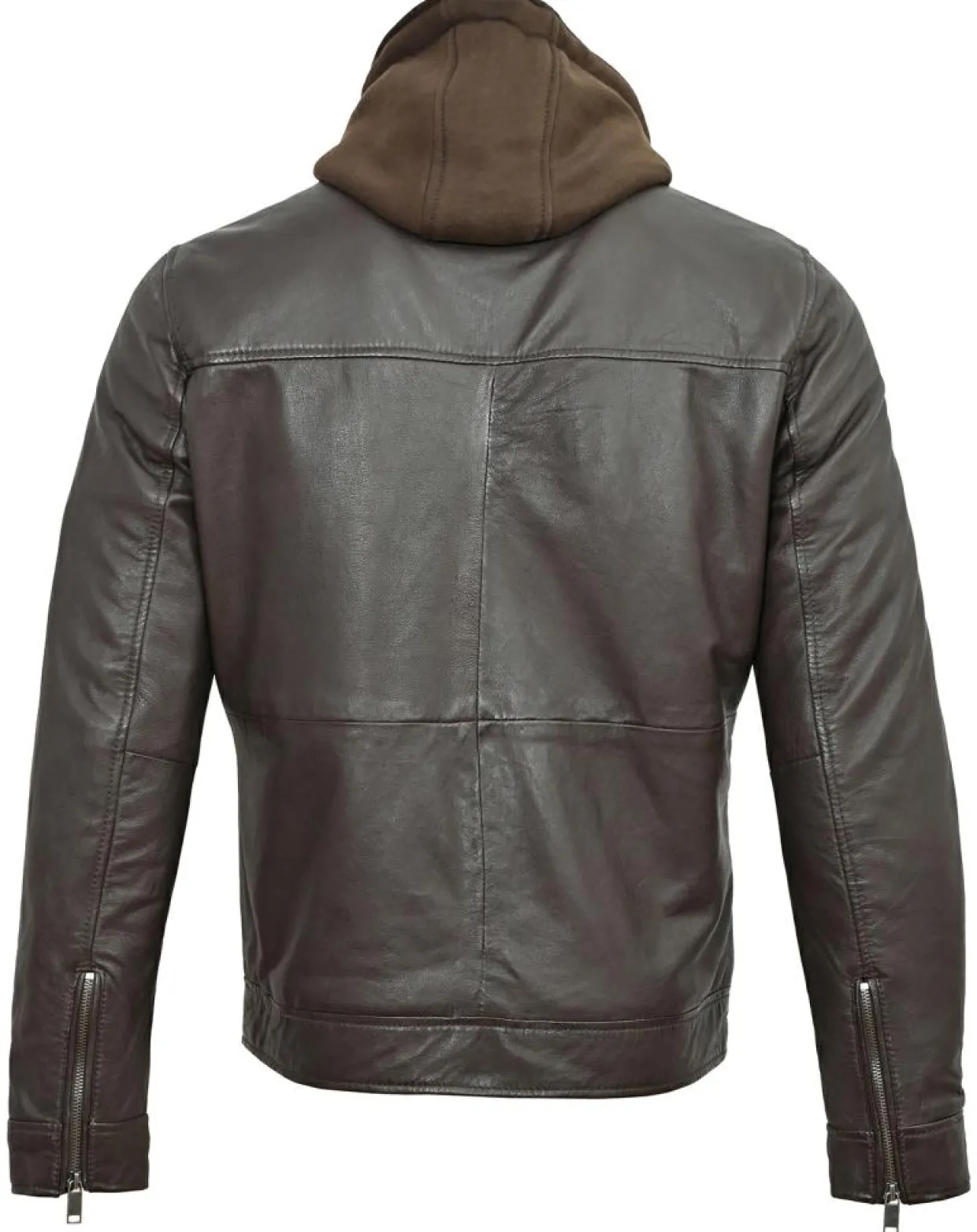 Veste à capuche en Cuir Niort marron-Chyston Clearance