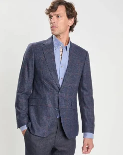 Veste en Laine mélangée Check à imprimé Prince de Galles bleue-Hackett London New