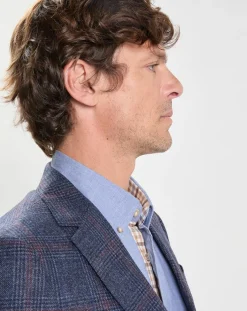 Veste en Laine mélangée Check à imprimé Prince de Galles bleue-Hackett London New