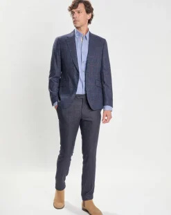 Veste en Laine mélangée Check à imprimé Prince de Galles bleue-Hackett London New