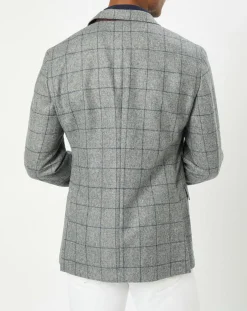 Veste 100% Laine à carreaux fins gris/bleu-Hackett London New