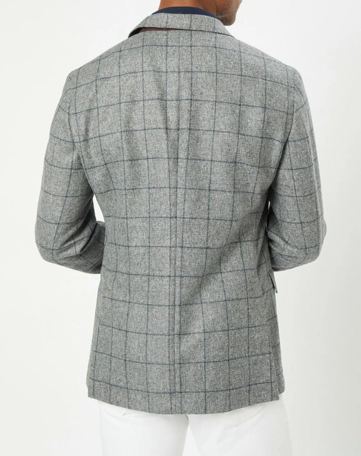 Veste 100% Laine à carreaux fins gris/bleu-Hackett London New