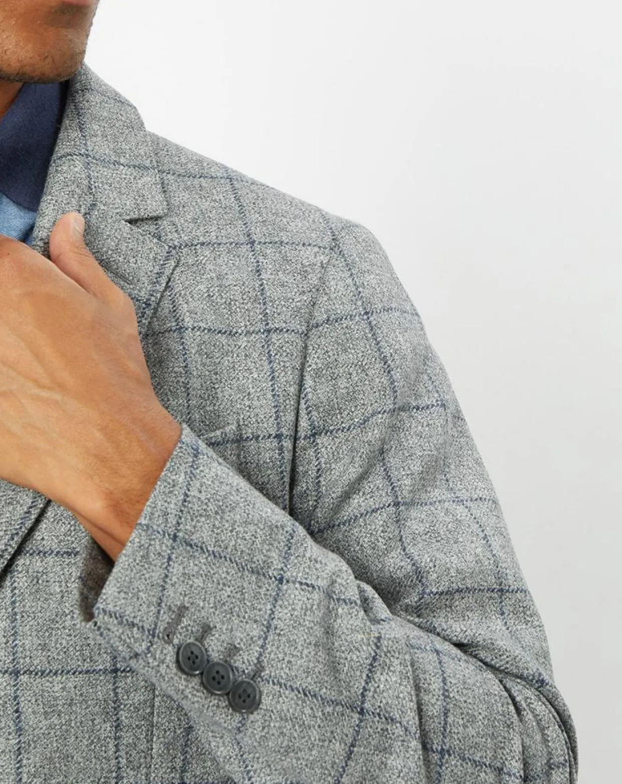 Veste 100% Laine à carreaux fins gris/bleu-Hackett London New