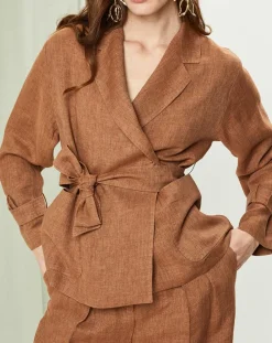 Femme MaxMara Vestes, Blousons^Veste 100% Lin Rodi marron