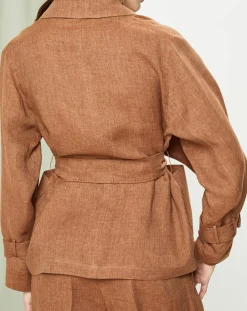 Femme MaxMara Vestes, Blousons^Veste 100% Lin Rodi marron